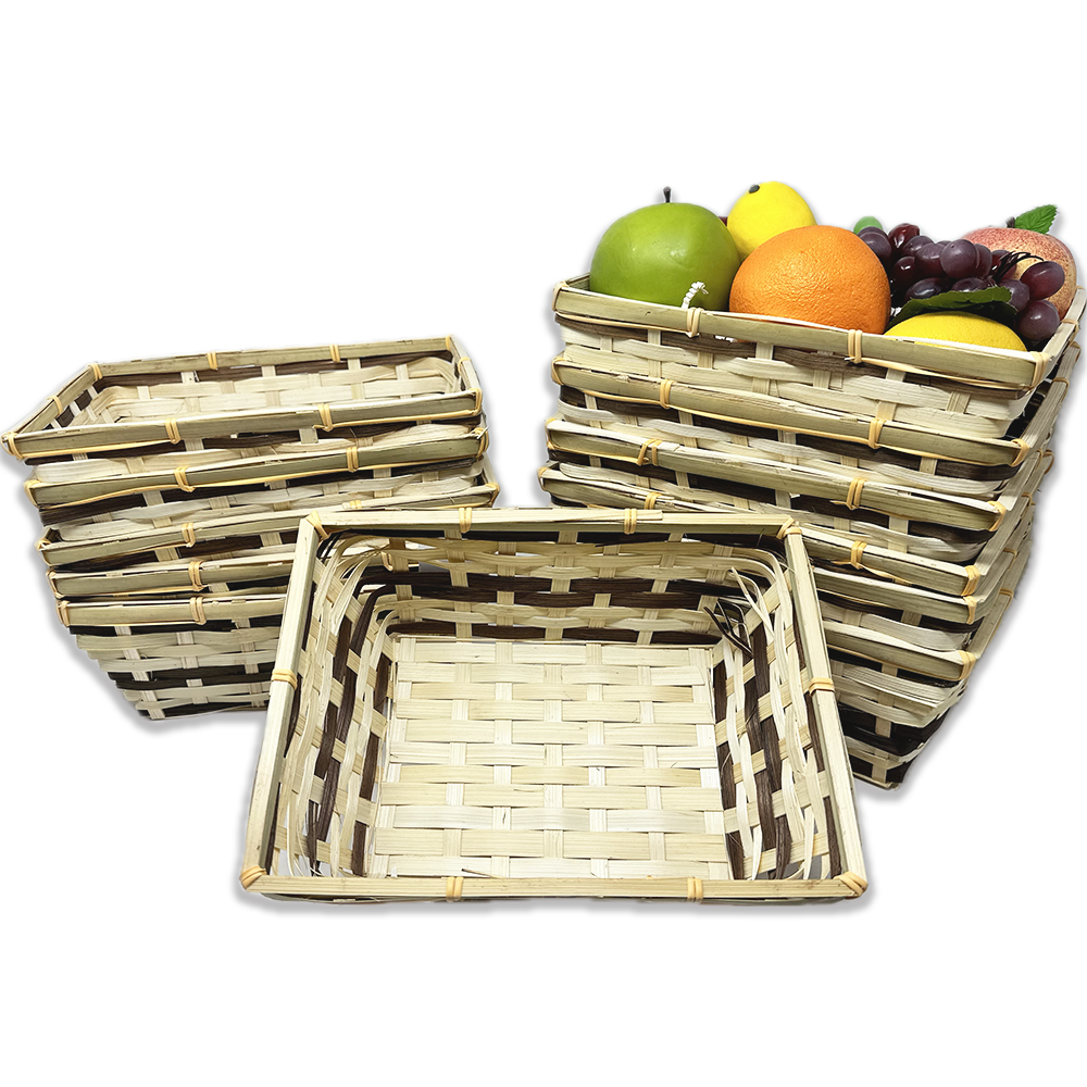 12 Pack - Rectangular Bamboo Utility Basket 10in